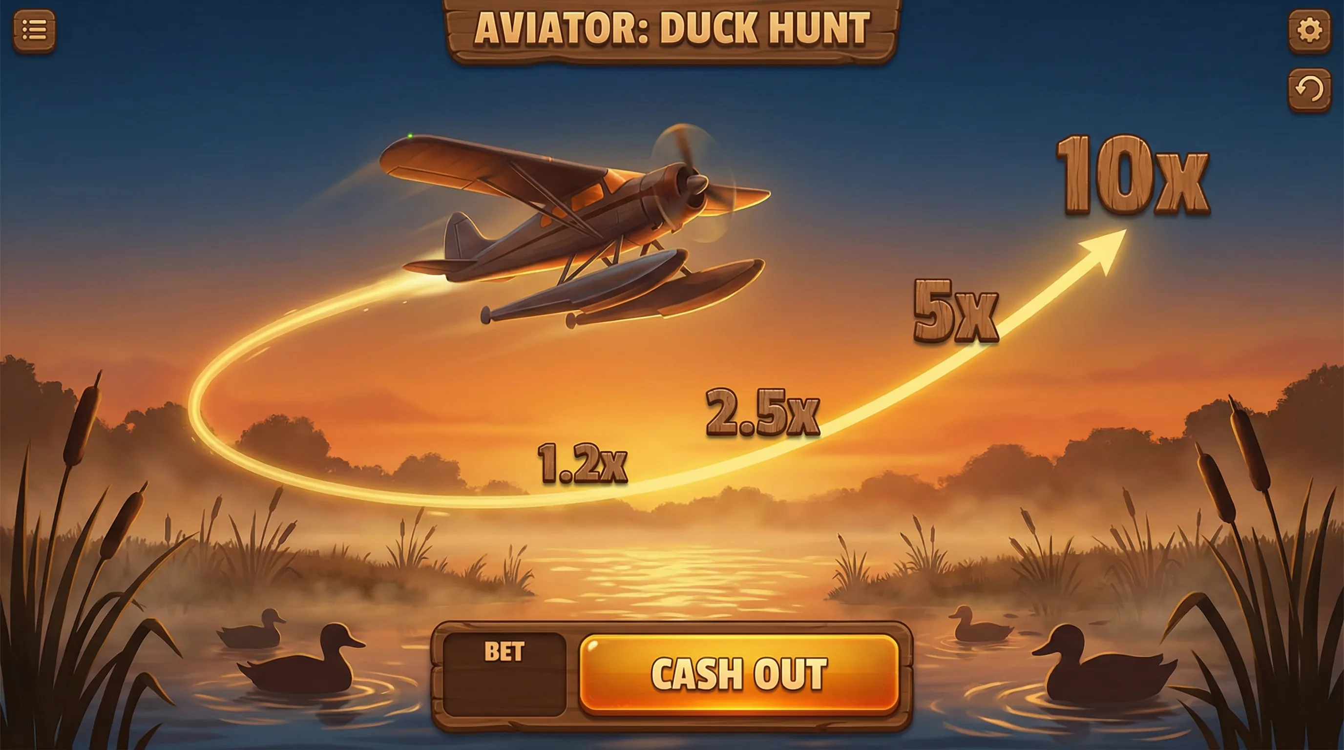 Jogo Aviator com hidroavião sobre pântano